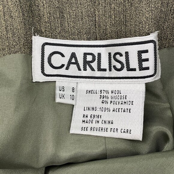 Carlise Suit Women Jacket 4/Pants 8 Green Bronze Zipper 2pc Wool Silk NWT VTG - Picture 14 of 16